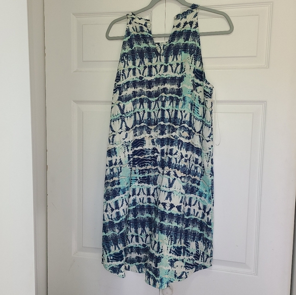 Nicole Miller Halter Neck Linen Dress Blue Size M - Picture 3 of 7